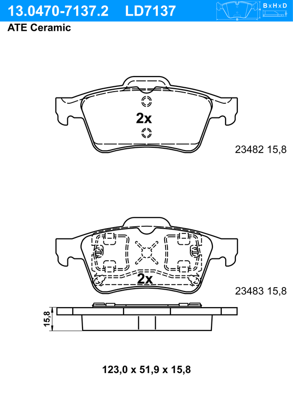 Kit de plaquettes de frein, frein à disque ATE Ceramic | ATE