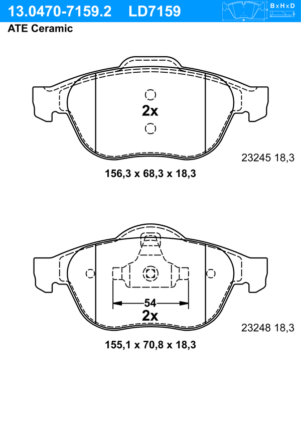 Kit de plaquettes de frein, frein à disque ATE Ceramic | ATE