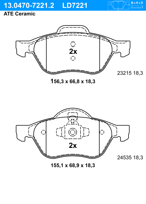 Kit de plaquettes de frein, frein à disque ATE Ceramic | ATE