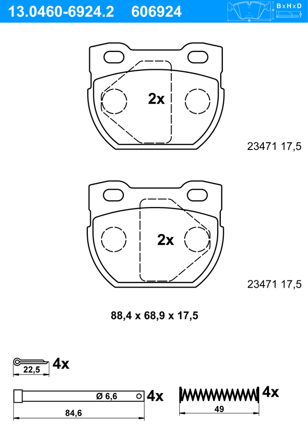 Jeu de 4 plaquettes de frein | ATE