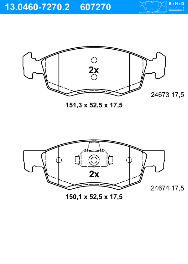 Jeu de 4 plaquettes de frein | ATE