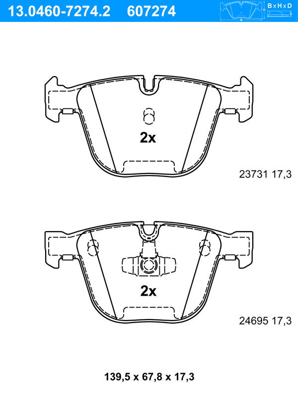 Jeu de 4 plaquettes de frein | ATE