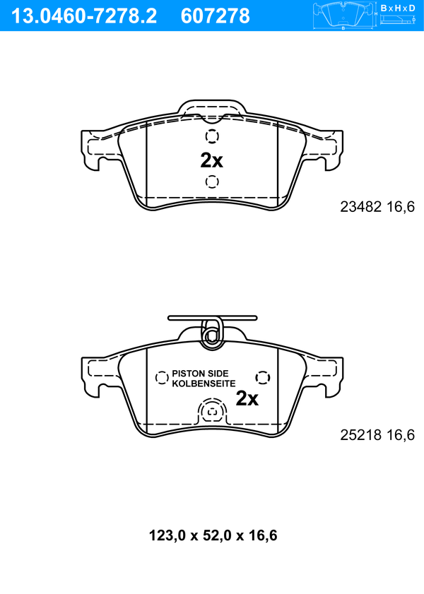 Jeu de 4 plaquettes de frein | ATE