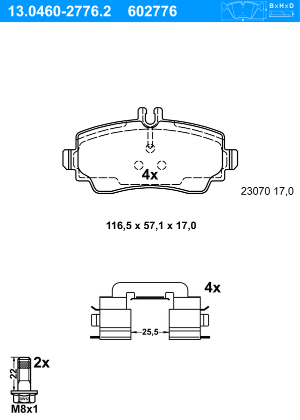 Jeu de 4 plaquettes de frein | ATE
