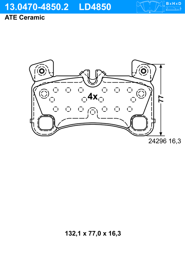 Kit de plaquettes de frein, frein à disque ATE Ceramic | ATE