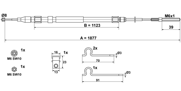 Tirette à câble, frein de stationnement | ATE