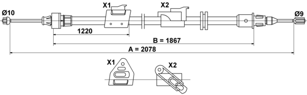 Tirette à câble, frein de stationnement | ATE