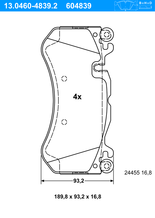 Jeu de 4 plaquettes de frein | ATE