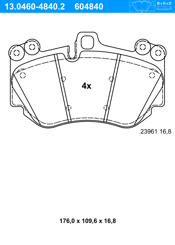 Jeu de 4 plaquettes de frein | ATE