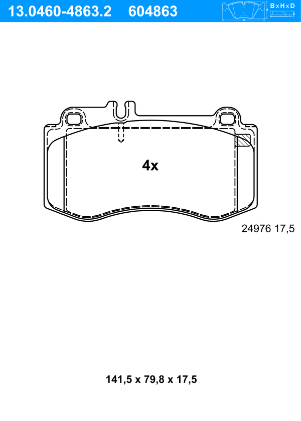Jeu de 4 plaquettes de frein | ATE
