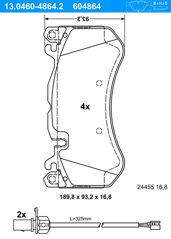 Jeu de 4 plaquettes de frein | ATE