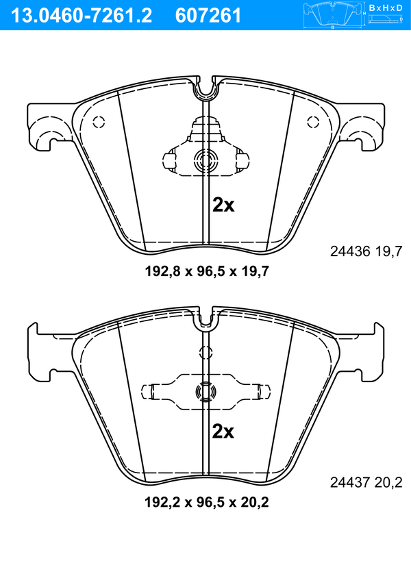 Jeu de 4 plaquettes de frein | ATE