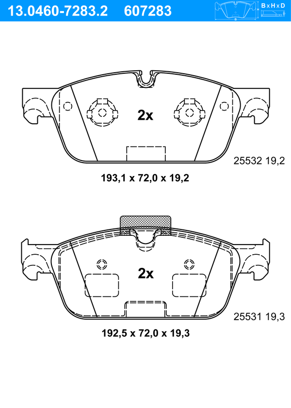 Jeu de 4 plaquettes de frein | ATE