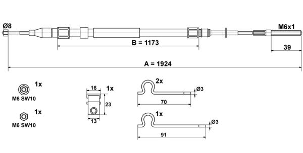 Tirette à câble, frein de stationnement | ATE