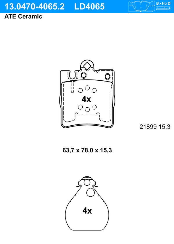 Kit de plaquettes de frein, frein à disque ATE Ceramic | ATE