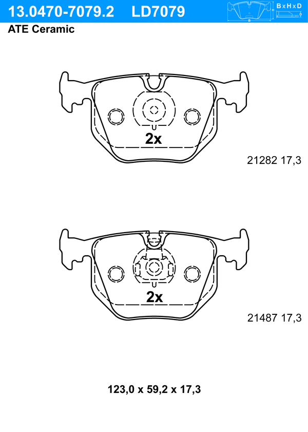 Kit de plaquettes de frein, frein à disque ATE Ceramic | ATE