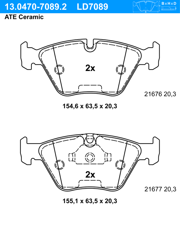 Kit de plaquettes de frein, frein à disque ATE Ceramic | ATE