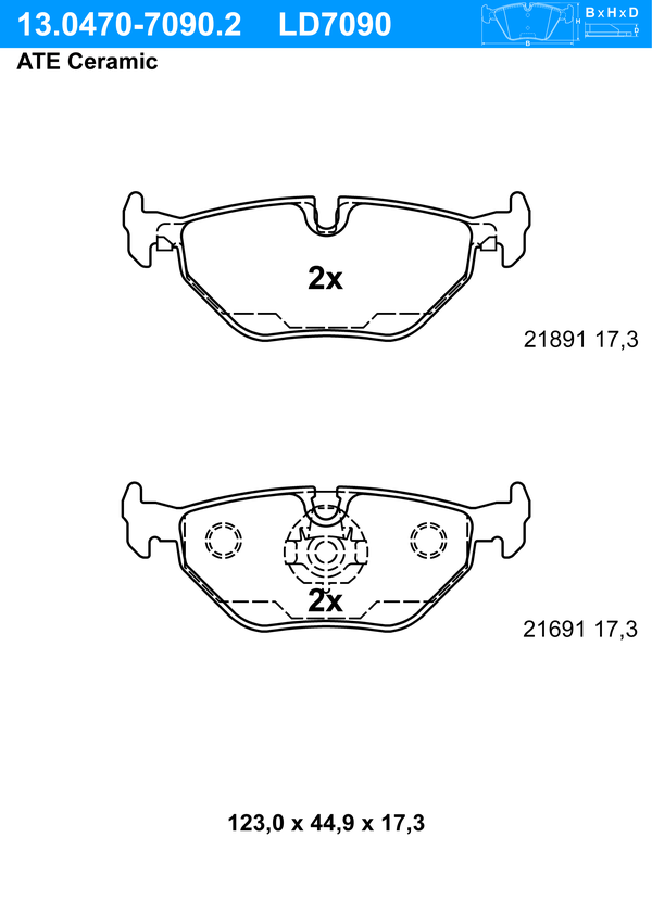 Kit de plaquettes de frein, frein à disque ATE Ceramic | ATE