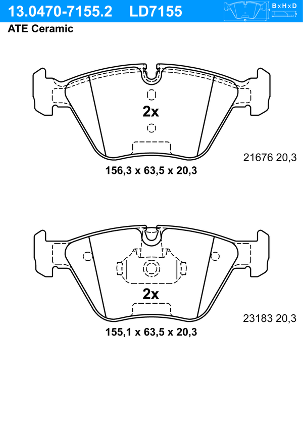 Kit de plaquettes de frein, frein à disque ATE Ceramic | ATE