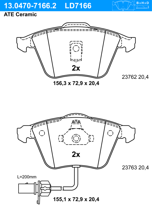 Kit de plaquettes de frein, frein à disque ATE Ceramic | ATE