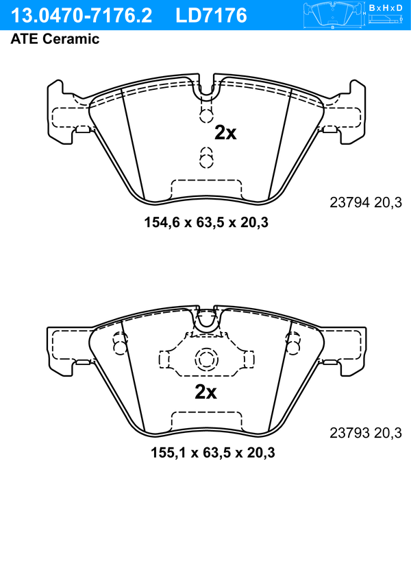 Kit de plaquettes de frein, frein à disque ATE Ceramic | ATE