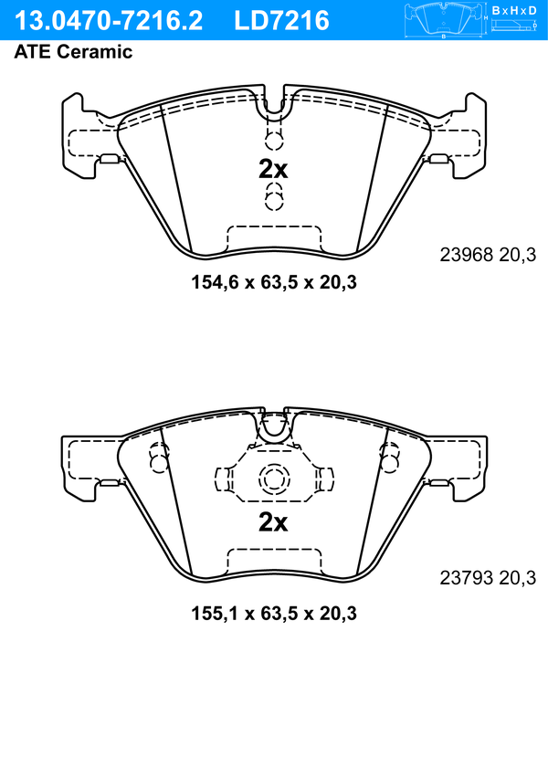 Kit de plaquettes de frein, frein à disque ATE Ceramic | ATE
