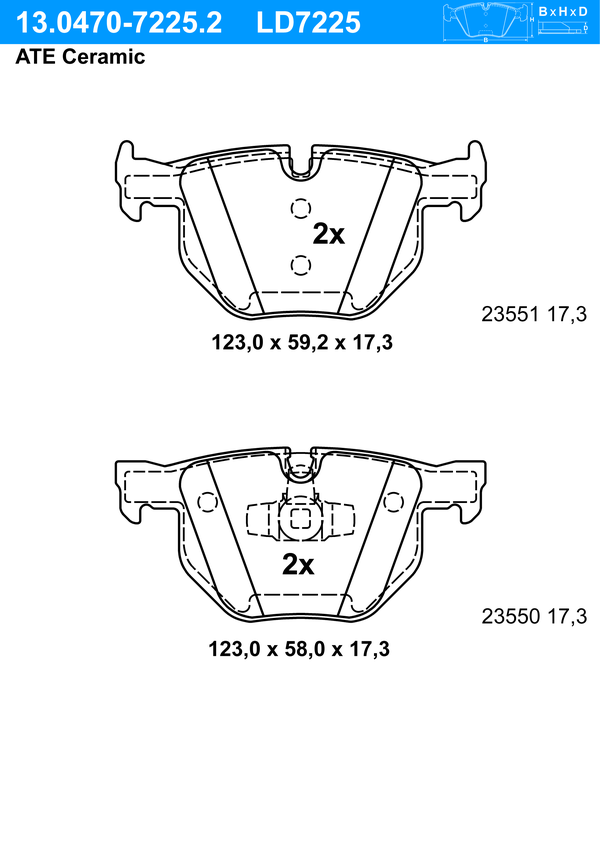 Kit de plaquettes de frein, frein à disque ATE Ceramic | ATE