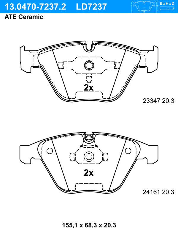 Kit de plaquettes de frein, frein à disque ATE Ceramic | ATE