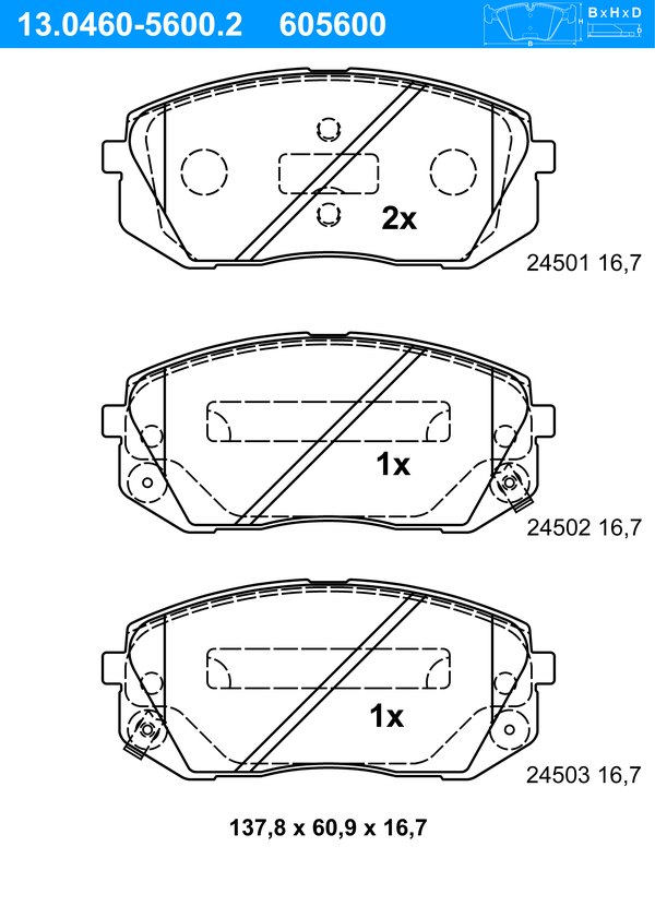 Jeu de 4 plaquettes de frein | ATE