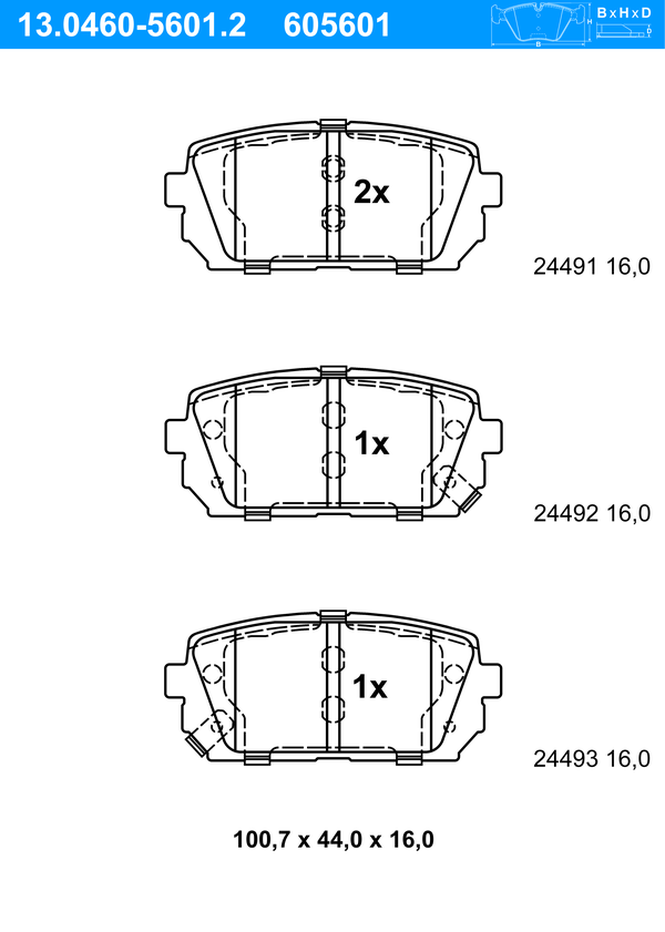 Jeu de 4 plaquettes de frein | ATE