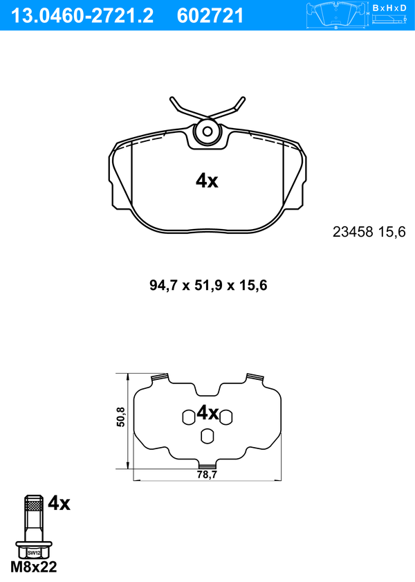 Jeu de 4 plaquettes de frein | ATE