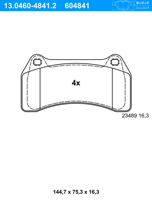 Jeu de 4 plaquettes de frein | ATE