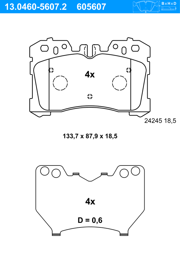Jeu de 4 plaquettes de frein | ATE