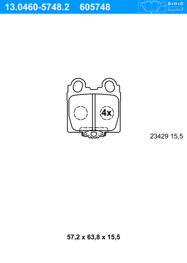 Jeu de 4 plaquettes de frein | ATE