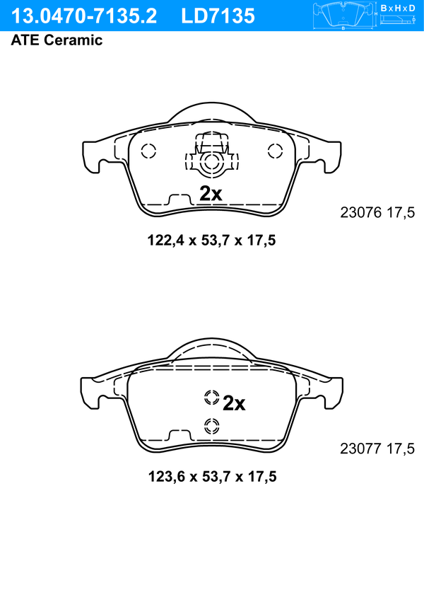 Kit de plaquettes de frein, frein à disque ATE Ceramic | ATE