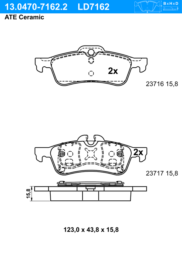 Kit de plaquettes de frein, frein à disque ATE Ceramic | ATE