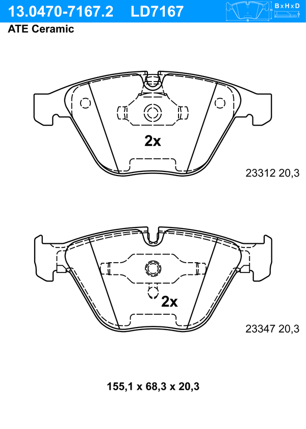 Kit de plaquettes de frein, frein à disque ATE Ceramic | ATE