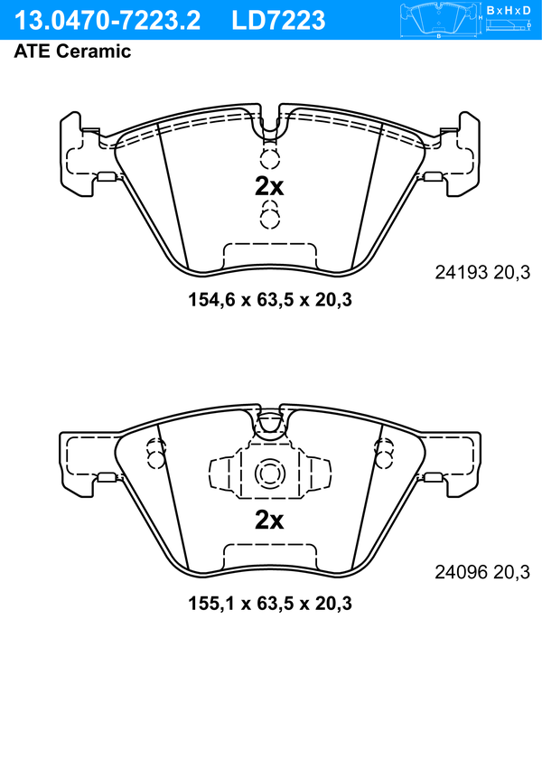 Kit de plaquettes de frein, frein à disque ATE Ceramic | ATE