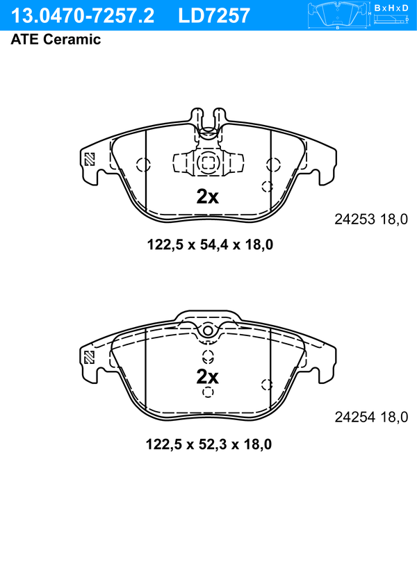Kit de plaquettes de frein, frein à disque ATE Ceramic | ATE