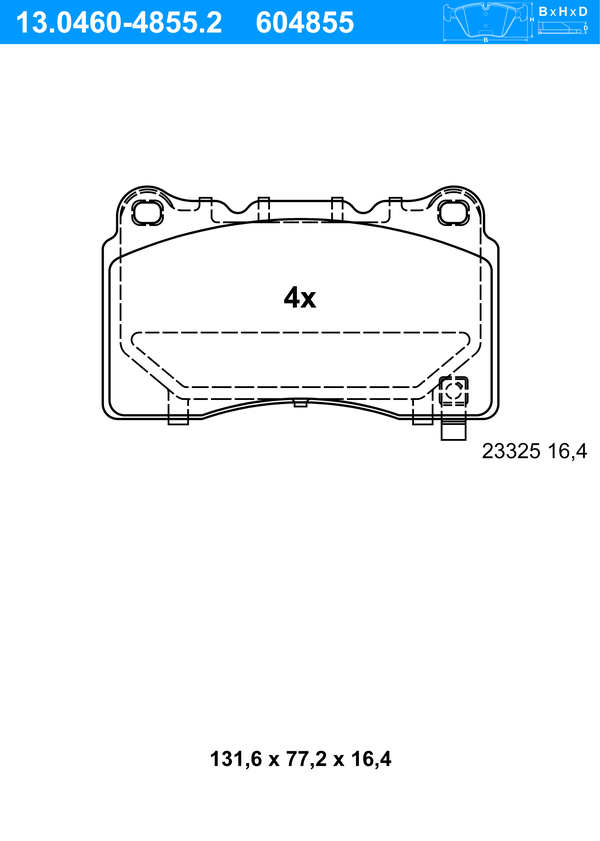Jeu de 4 plaquettes de frein | ATE