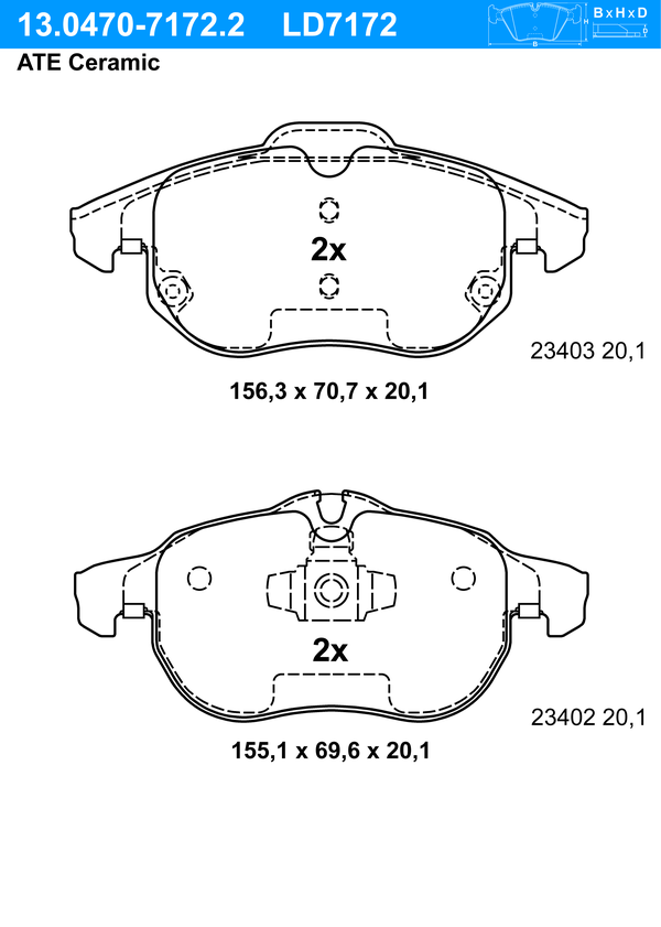 Kit de plaquettes de frein, frein à disque ATE Ceramic | ATE