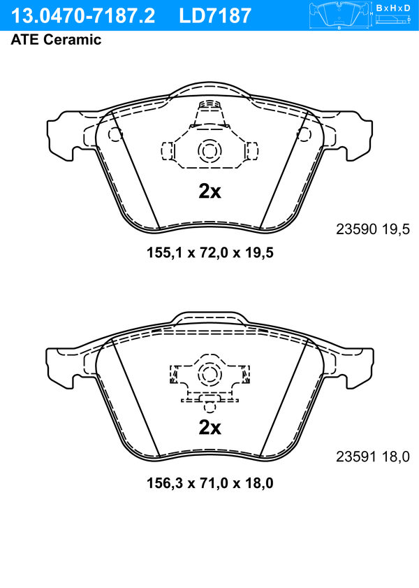 Kit de plaquettes de frein, frein à disque ATE Ceramic | ATE
