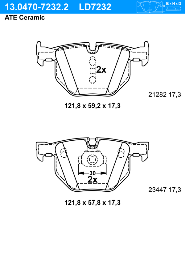 Kit de plaquettes de frein, frein à disque ATE Ceramic | ATE