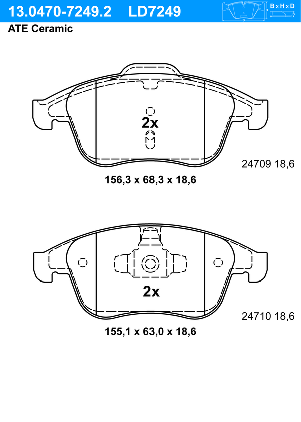 Kit de plaquettes de frein, frein à disque ATE Ceramic | ATE