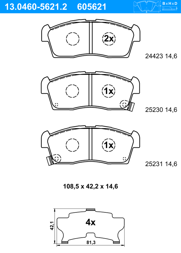 Jeu de 4 plaquettes de frein | ATE
