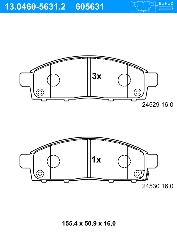 Jeu de 4 plaquettes de frein | ATE