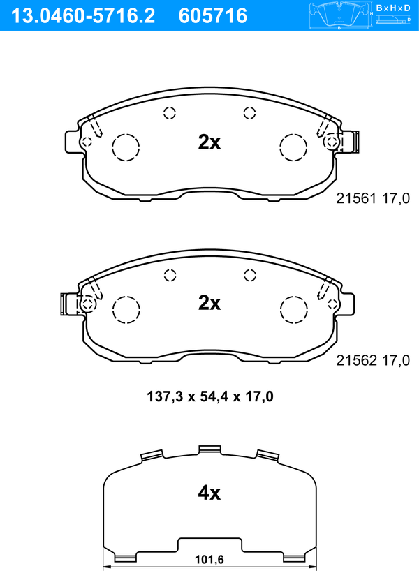 Jeu de 4 plaquettes de frein | ATE