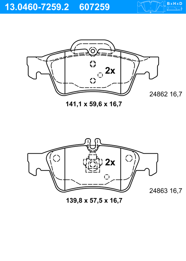 Jeu de 4 plaquettes de frein | ATE