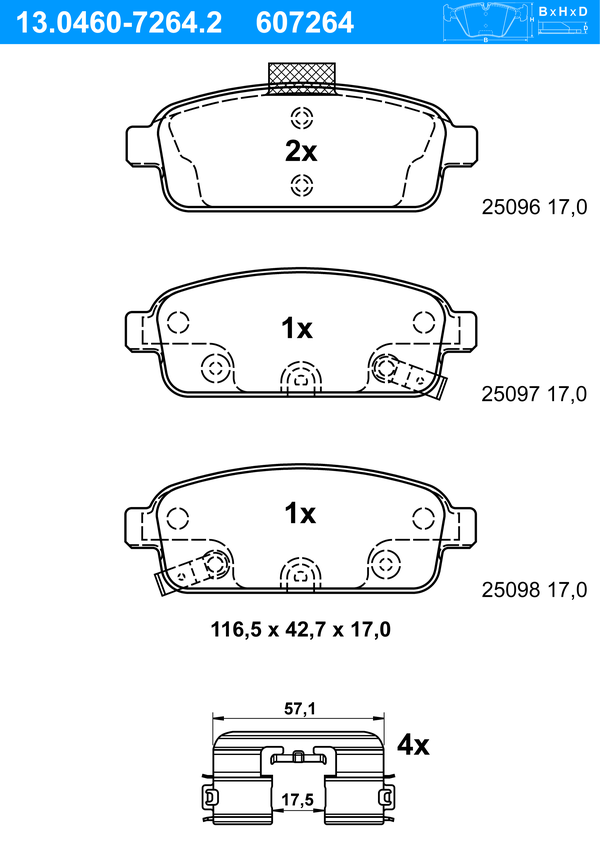 Jeu de 4 plaquettes de frein | ATE