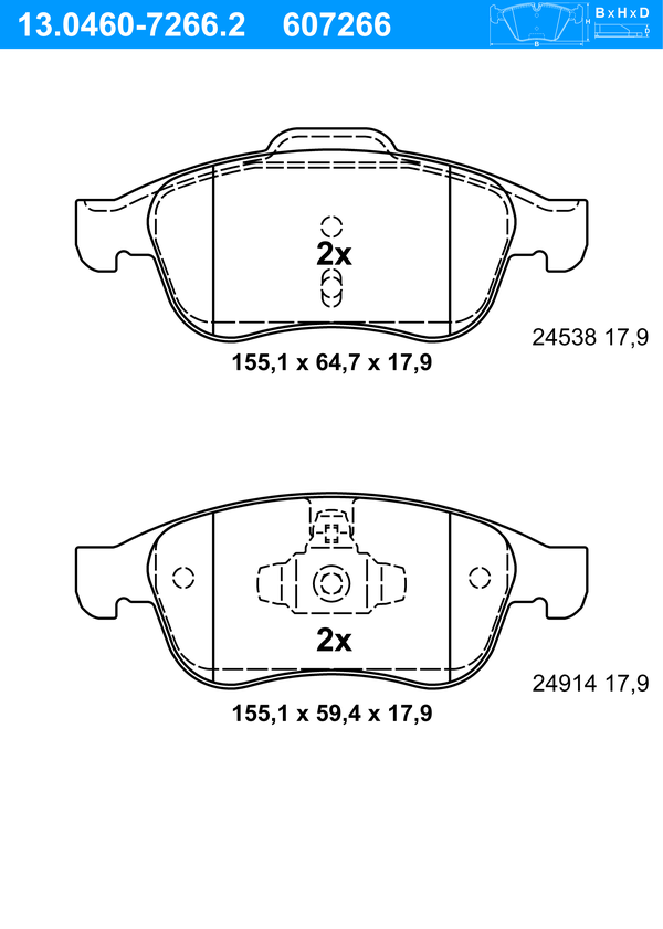Jeu de 4 plaquettes de frein | ATE